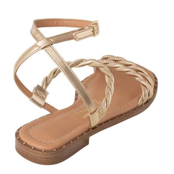 Vizzano Metallic Gold Rose Flat Sandals Straps - Picture 4 of 8